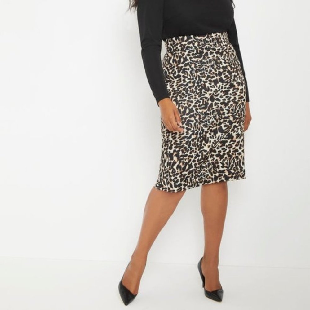 ELOQUII Brown Speckled Pencil Skirt